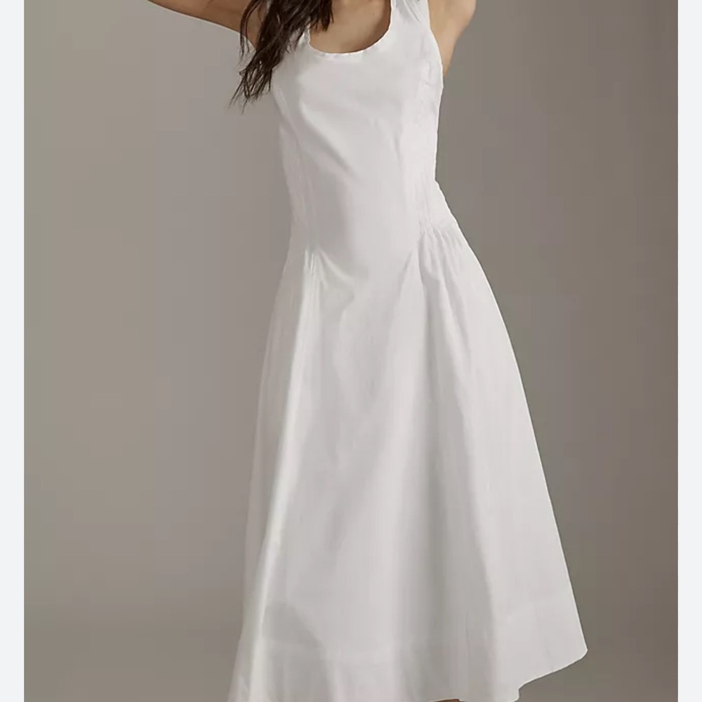 Anthropology White Sleeveless Midi Dress Size MP